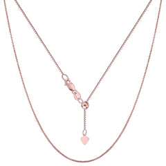 14k Rose Gold Adjustable Box Chain Necklace, 0.7mm, 22" - JewelryAffairs