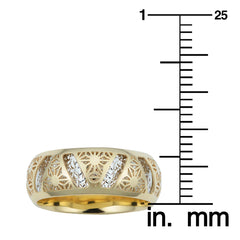 14k Two Tone Gold 7.1mm Filigree Band Ring - JewelryAffairs