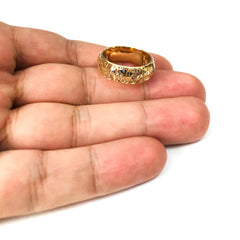 14k Two Tone Gold 7.2mm Filigree Band Ring - JewelryAffairs