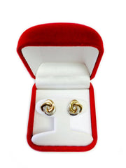 14k Two Tone Gold Love Knot Style Stud Earrings, 11mm - JewelryAffairs