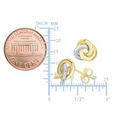 14k Two Tone Gold Love Knot Style Stud Earrings, 11mm - JewelryAffairs