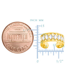 14K White And Yellow Gold Diamond Cut And Millgrain Design Adjustable Toe Ring 6mm - JewelryAffairs