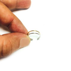14K White And Yellow Gold Double Bar Cuff Style Adjustable Toe Ring - JewelryAffairs