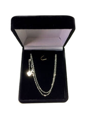 14k White Gold Adjustable Singapore Link Chain Necklace, 1.15mm, 22" - JewelryAffairs