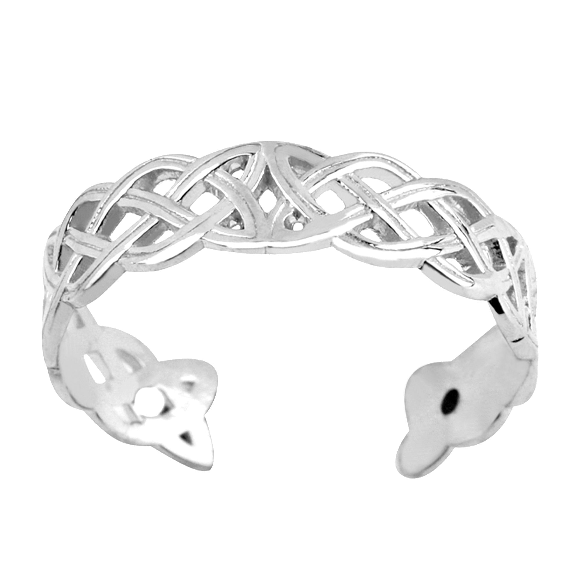 14K White Gold Celtic Knot Weave Design Cuff Style Adjustable Toe Ring - JewelryAffairs