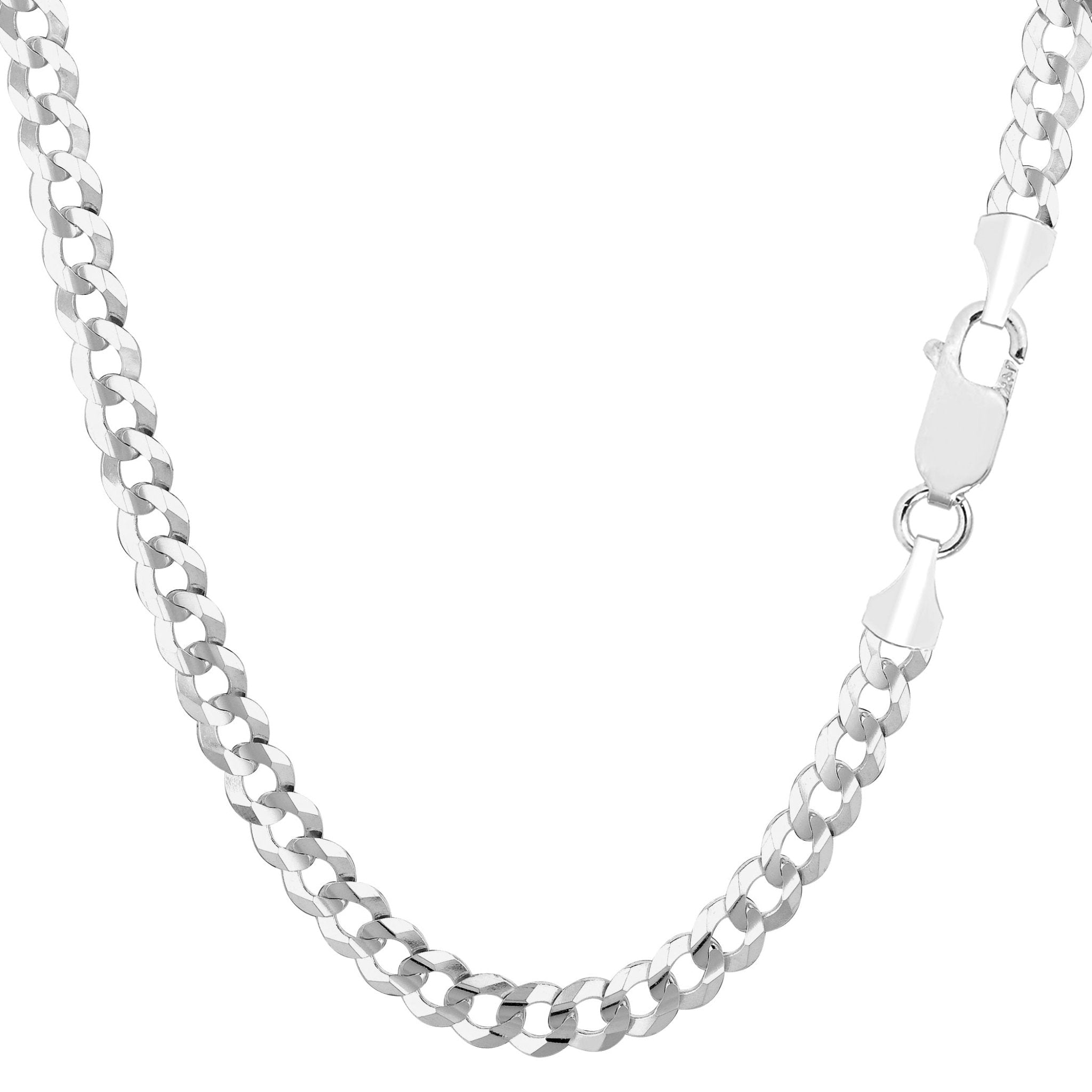 14k White Gold Comfort Curb Chain Necklace, 4.7mm - JewelryAffairs
