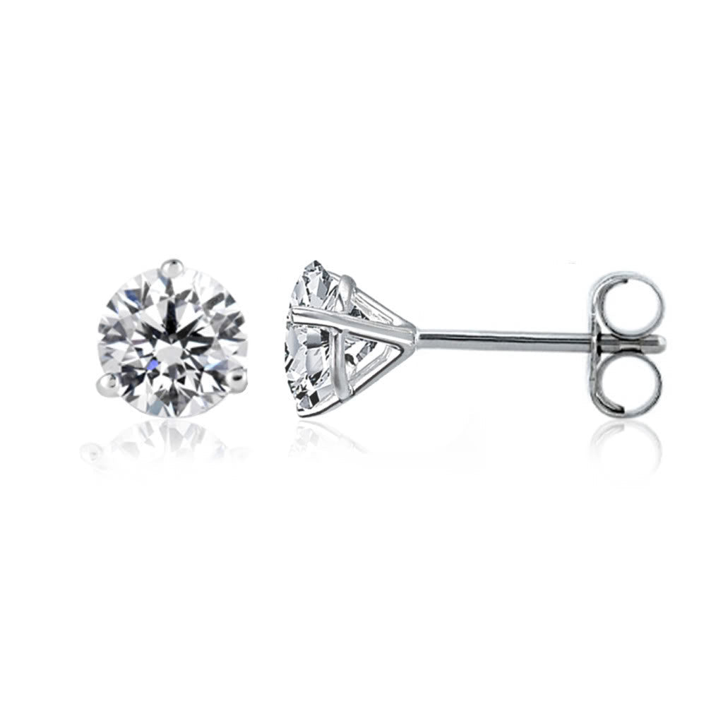 14k White Gold Round Diamond Stud Martini Earrings (0.25 cttw F - G Color, SI2 Clarity) - JewelryAffairs
