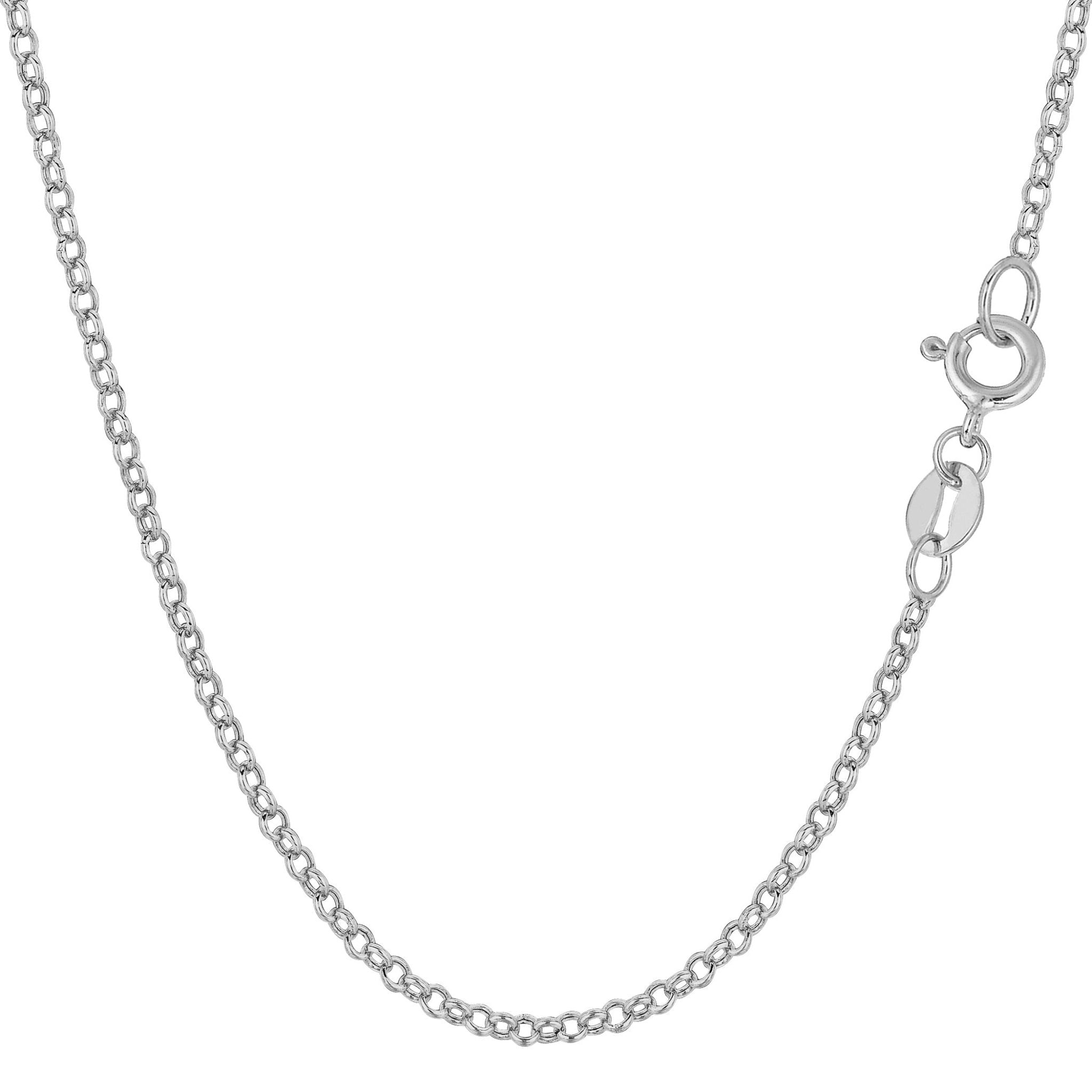 14k White Gold Round Rolo Link Chain Necklace, 1.85mm - JewelryAffairs