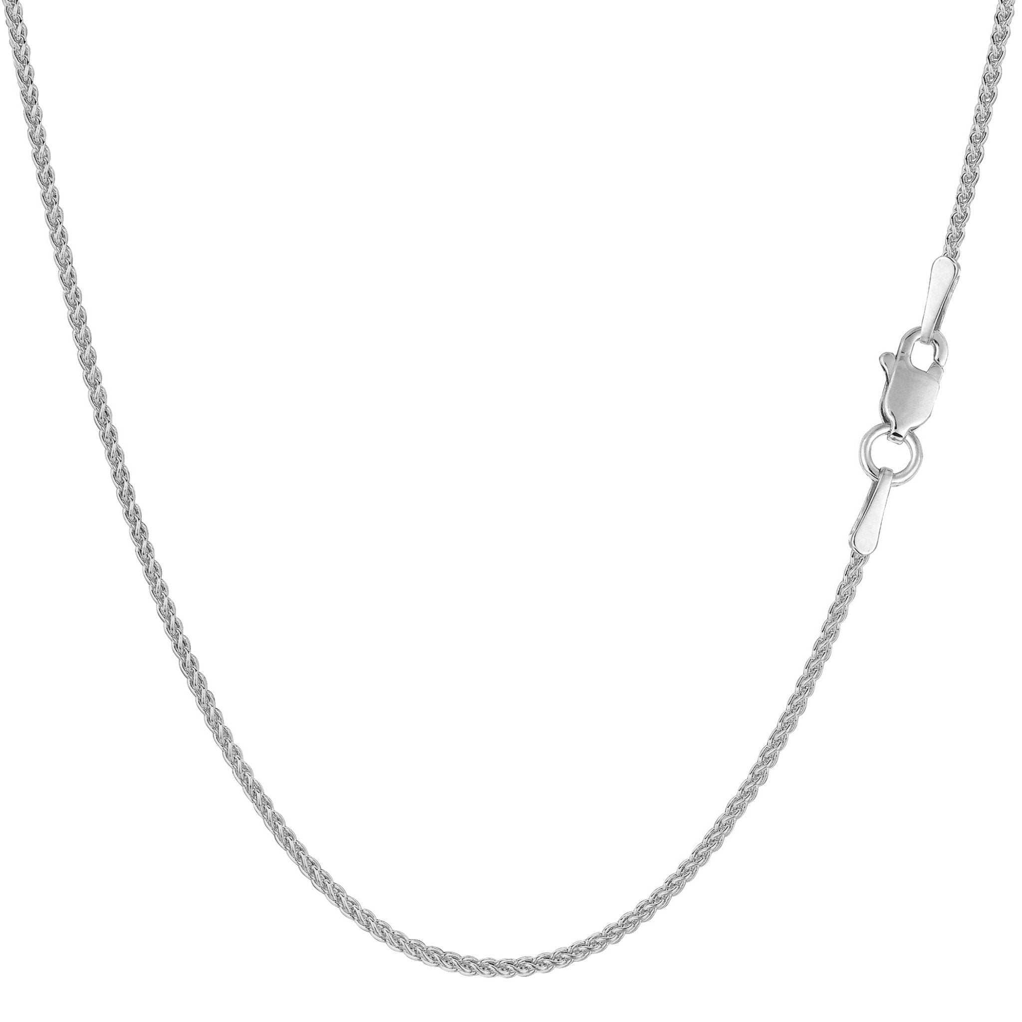 14k White Gold Round Wheat Chain Necklace, 1.2mm - JewelryAffairs