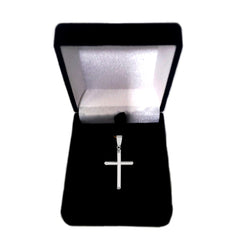 14k White Gold Shiny Round Tube Cross Pendant - JewelryAffairs