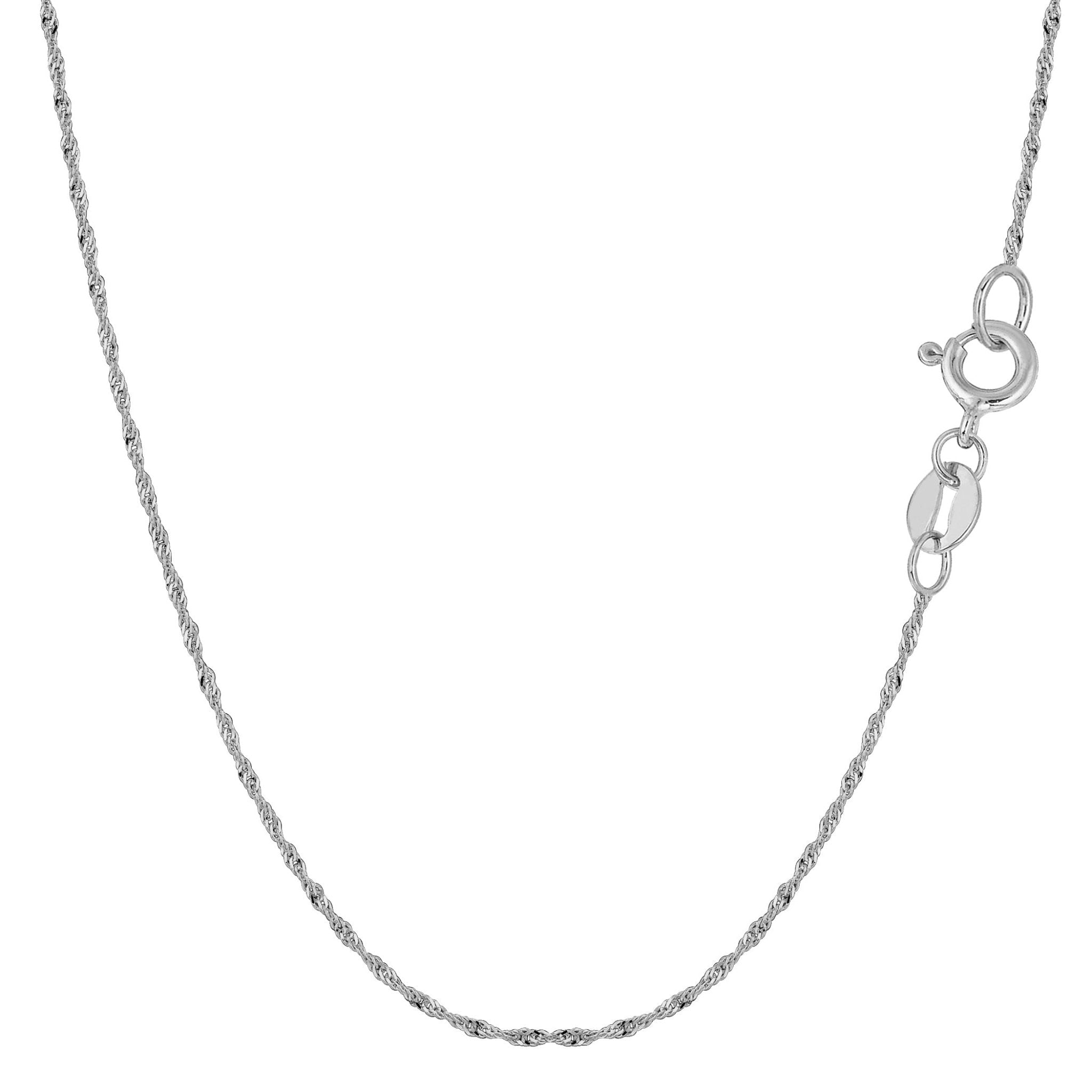 14k White Gold Singapore Chain Necklace, 1.0mm - JewelryAffairs