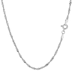14k White Gold Singapore Chain Necklace, 1.7mm - JewelryAffairs