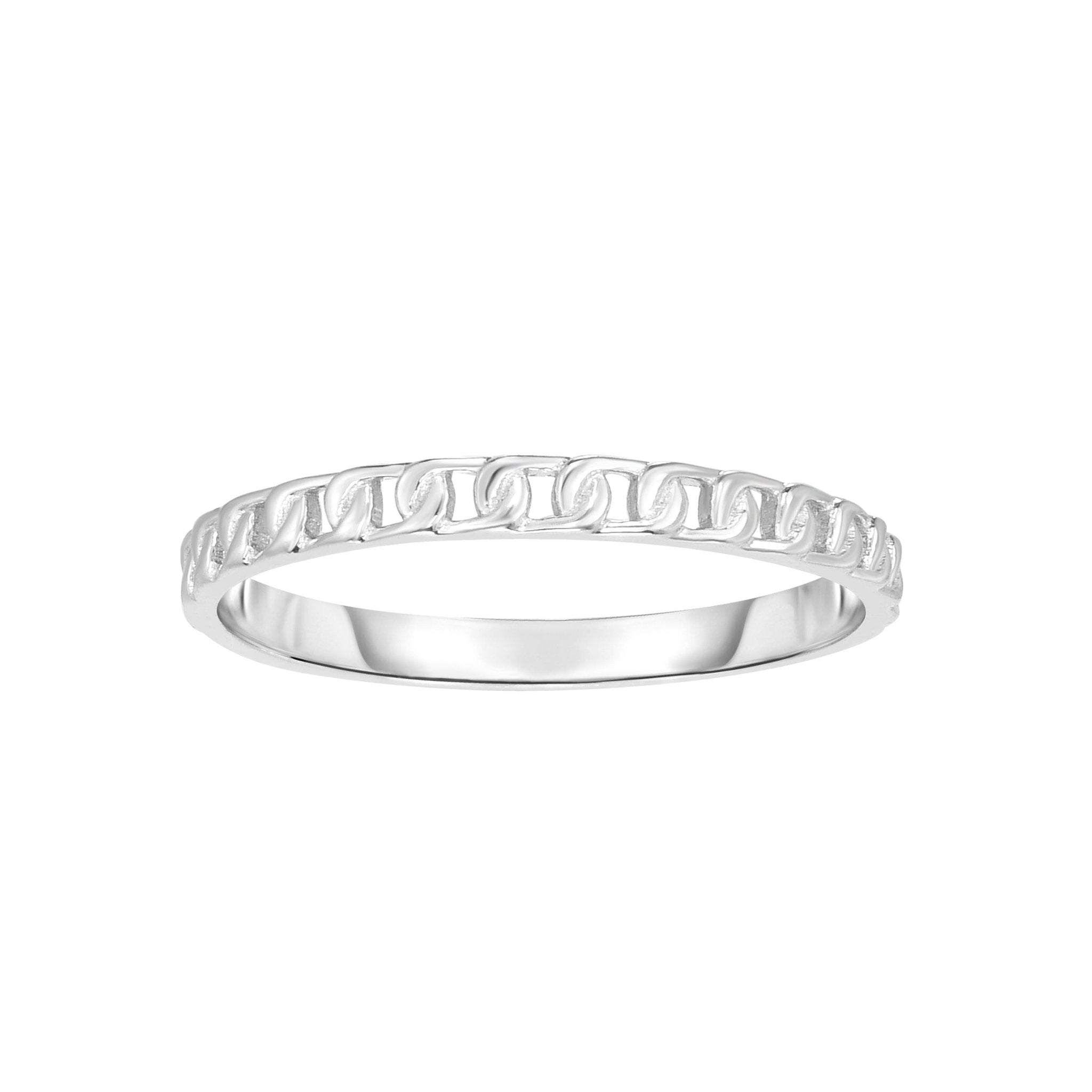 14k White Gold Twisted Cable Womens Ring, Size 7 - JewelryAffairs