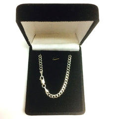 14k White Solid Gold Comfort Curb Chain Bracelet, 3.6mm, 7" - JewelryAffairs