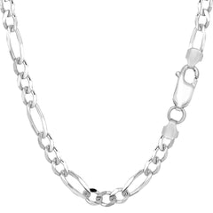 14k White Solid Gold Figaro Chain Bracelet, 5.0mm, 8" - JewelryAffairs
