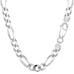 14k White Solid Gold Figaro Chain Bracelet, 6.0mm, 8" - JewelryAffairs