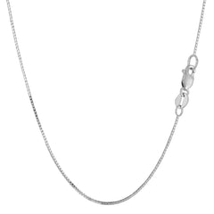 14k White Solid Gold Mirror Box Chain Necklace, 0.7mm - JewelryAffairs