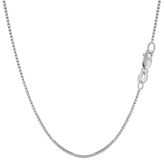 14k White Solid Gold Mirror Box Chain Necklace, 1.0mm - JewelryAffairs