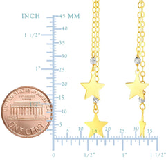 14K Yellow And White Gold Hanging Stars Drop Earrings - JewelryAffairs