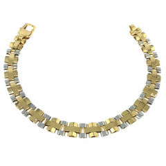 14k Yellow And White Gold Railroad Link Mens Bracelet, 8.25" - JewelryAffairs