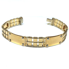 14k Yellow And White Gold Railroad Rolex Mens Bracelet, 8.5" - JewelryAffairs