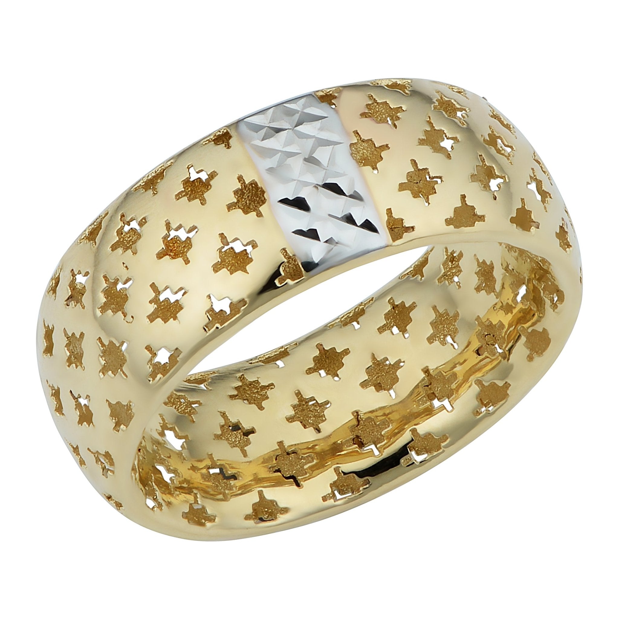 14k Yellow Gold 7.75mm Lattice Band Ring - JewelryAffairs