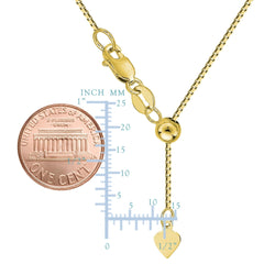 14k Yellow Gold Adjustable Box Chain Necklace, 0.7mm, 22" - JewelryAffairs