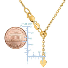 14k Yellow Gold Adjustable Cable Chain Necklace, 0.9mm, 22" - JewelryAffairs