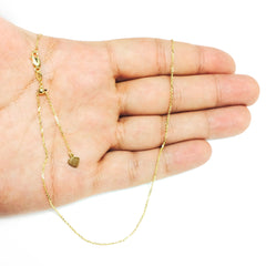 14k Yellow Gold Adjustable Cable Chain Necklace, 0.9mm, 22" - JewelryAffairs