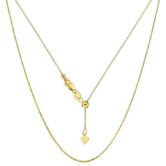 14k Yellow Gold Adjustable Octagonal Snake Chain Necklace, 0.85mm, 22" - JewelryAffairs