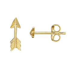 14K Yellow Gold Arrow Stud Earrings - JewelryAffairs