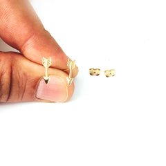 14K Yellow Gold Arrow Stud Earrings - JewelryAffairs