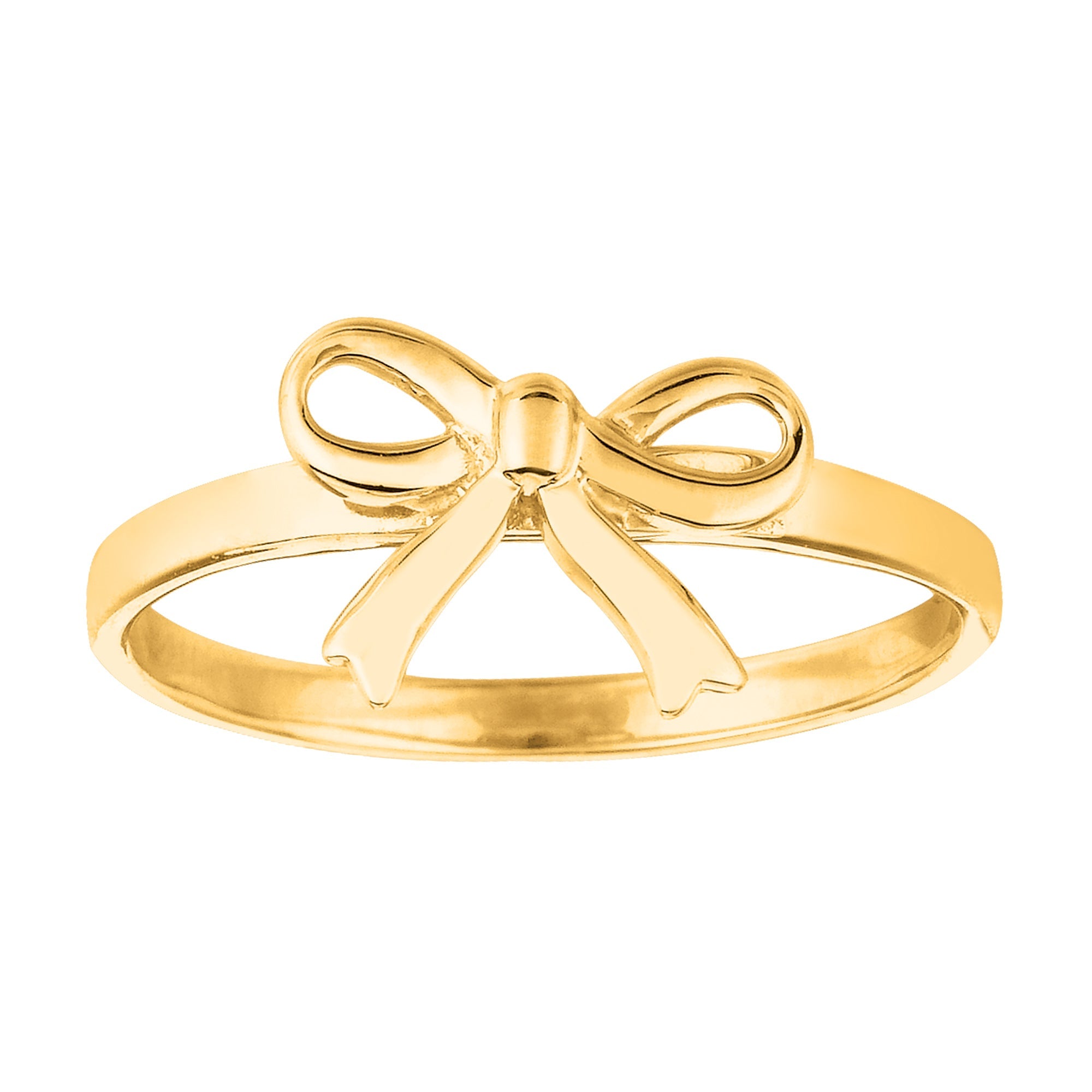 14K Yellow Gold Bow Design Ring, Size 7 - JewelryAffairs
