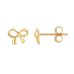 14K Yellow Gold Bow Tie Shape Stud Earrings - JewelryAffairs