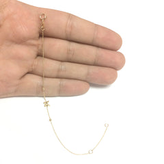 14k Yellow Gold Butterfly And Bead Adjustable Baby Bracelet, 6.5" - JewelryAffairs