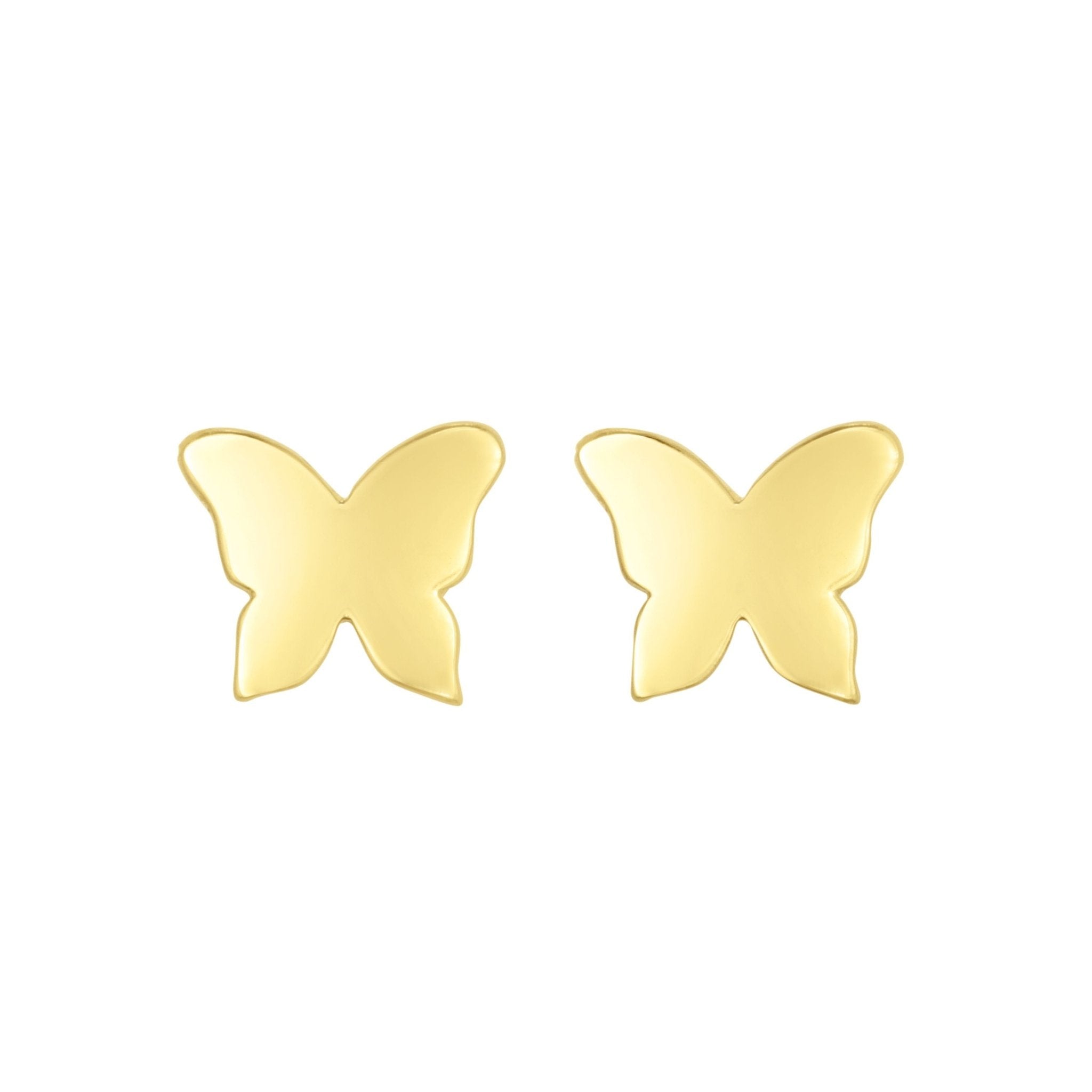 14k Yellow Gold Butterfly Stud Earrings - JewelryAffairs