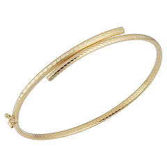14k Yellow Gold Bypass Women's Bangle Bracelet, 7.5" - JewelryAffairs