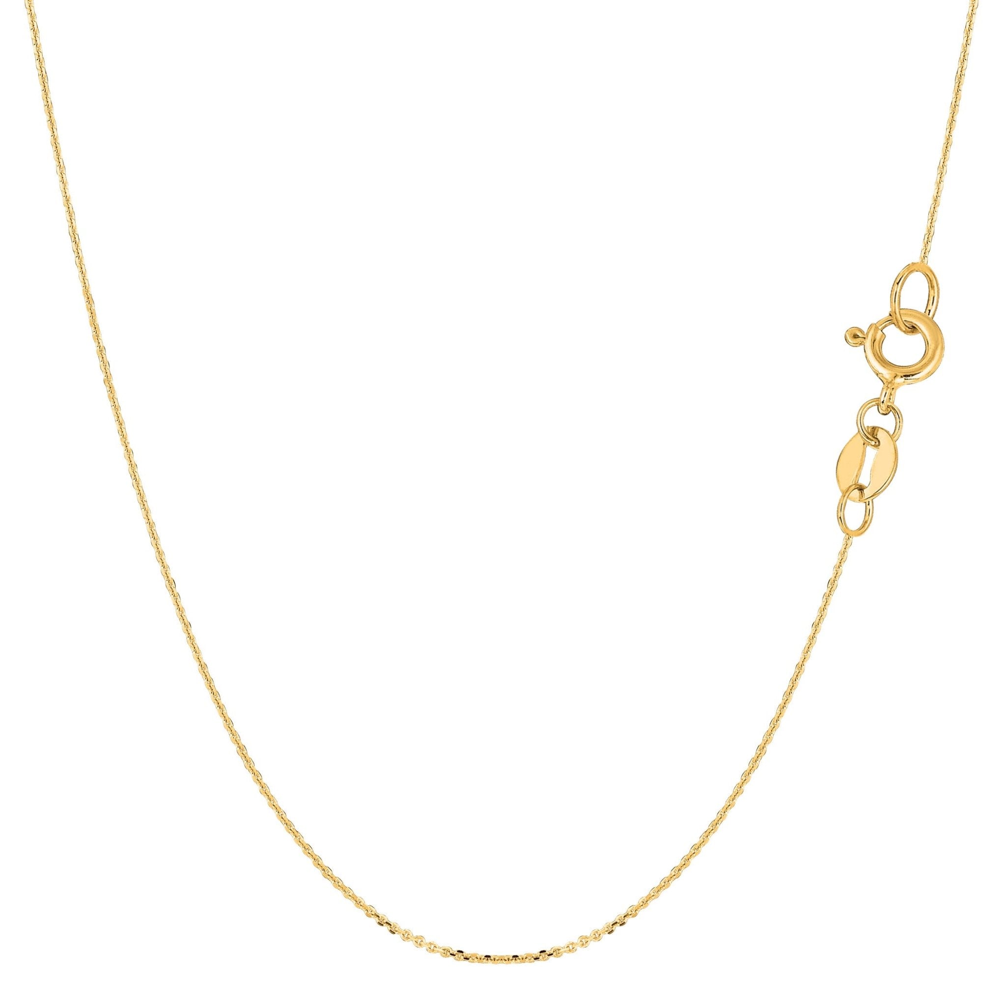 14k Yellow Gold Cable Link Chain Necklace, 0.6mm - JewelryAffairs