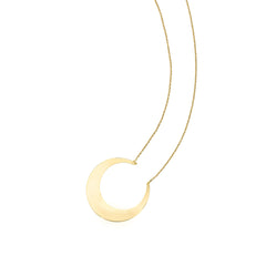14k Yellow Gold Crescent Moon Pendant Necklace, 18" - JewelryAffairs