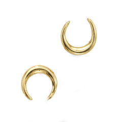 14k Yellow Gold Crescent Moon Stud Earrings - JewelryAffairs