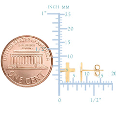 14K Yellow Gold Cross Stud Earrings - JewelryAffairs
