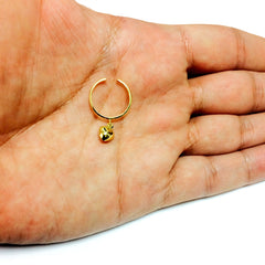 14K Yellow Gold Dangle Heart Cuff Style Adjustable Toe Ring - JewelryAffairs