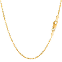 14k Yellow Gold Diamond Cut Bead Chain Necklace, 1.5mm - JewelryAffairs