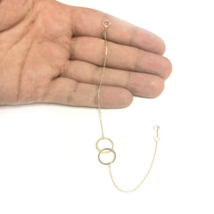14k Yellow Gold Double Circle Womens Bracelet, 7.5 - JewelryAffairs