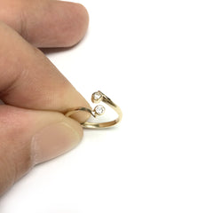 14K Yellow Gold Double Solitaire With CZ By Pass Style Adjustable Toe Ring - JewelryAffairs