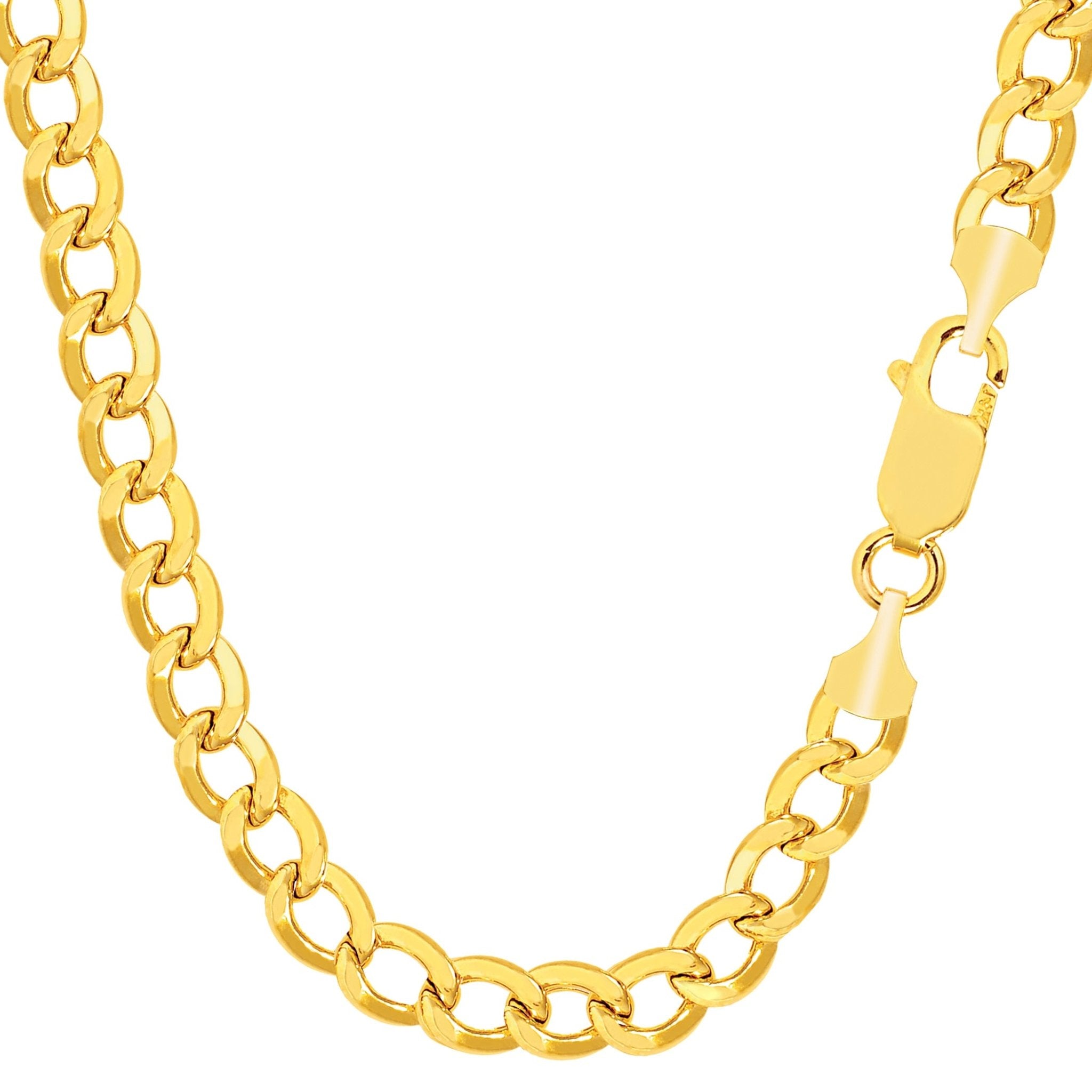 14K Yellow Gold Filled Solid Curb Chain Necklace, 7.0mm Wide - JewelryAffairs