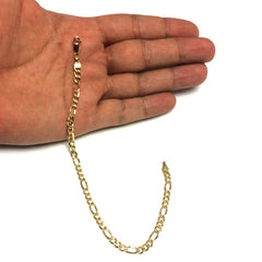 14K Yellow Gold Filled Solid Figaro Chain Bracelet, 4.0 mm, 8.5" - JewelryAffairs