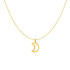 14k Yellow Gold Half Moon Charm Necklace, 18" - JewelryAffairs