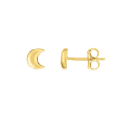 14k Yellow Gold Half Moon Stud Earrings - JewelryAffairs