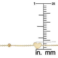 14k Yellow Gold Heart And Bead Adjustable Baby Bracelet, 6.5" - JewelryAffairs